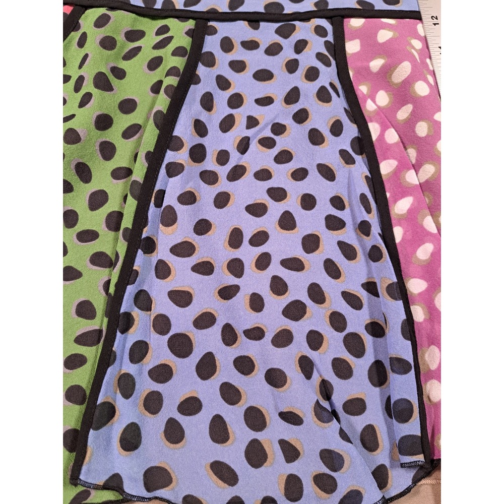 Forever 21 Collection Silk Colorblock Polka Dot Mini Skirt Womens 8 Multi-Color - Picture 7 of 8